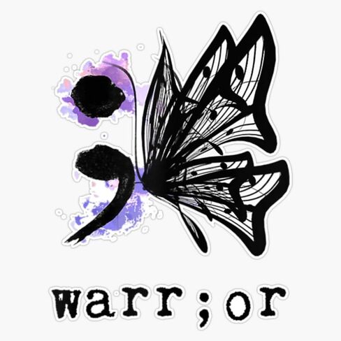 Womens Semicolon Project Watercolor Butterfly Warrior Sticker Vinyl Decal Car Laptop Wall Window Bumper Sticker 5" in Kuwait