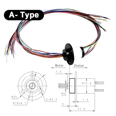 Small Capsule Slip Ring Slip Ring A/C/U-Type 12.5mm 12 Channels Wires 2A Rotate Signal Transmission(12CH- A Type) in Saudi Arabia