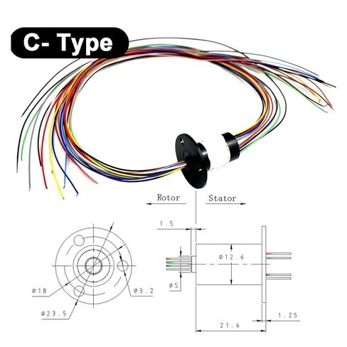 Small Capsule Slip Ring Slip Ring A/C/U-Type 12.5mm 12 Channels Wires 2A Rotate Signal Transmission(12CH- A Type) in Saudi Arabia