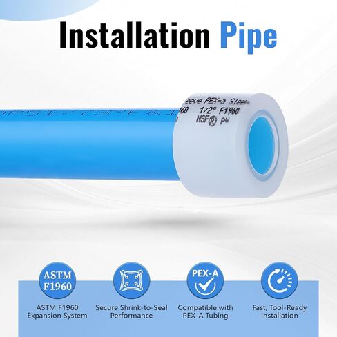 (90 حزمة YVSKM) حلقات توسيع PEX-A مع إيقاف 60 قطعة 1/2 بوصة + 30 قطعة 3/4 بوصة - F1960 أكمام توسيع كاملة التدفق لأنابيب PEX-A، مانعة للتسرب، تثبيت سريع للمياه الساخنة/الباردة والصالحة للشرب in Kuwait