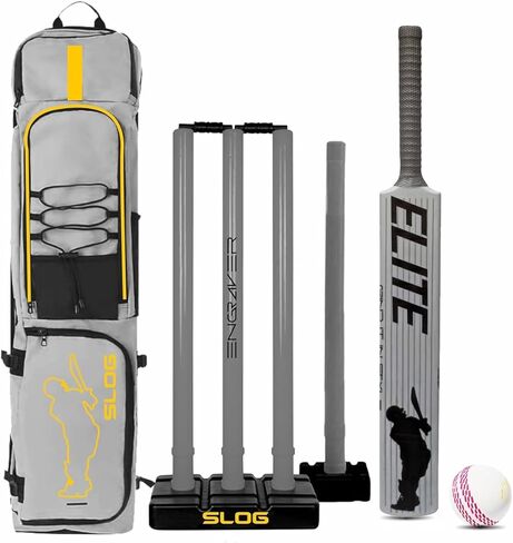 JASPO Cricket Kit – Full Size Plastic Bat, Synthetic Ball, Stumps & Kit Bag – Lightweight & Durable Tennis Cricket Plastic Kit in Kuwait