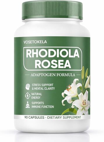 مكمل كبسولات الروديولا الوردية - تركيبة Adaptogen للجذور الذهبية العضوية من Radiola Rosea للصحة والتوازن اليومي - مستخلص عشبي نباتي - 90 كبسولة in Kuwait