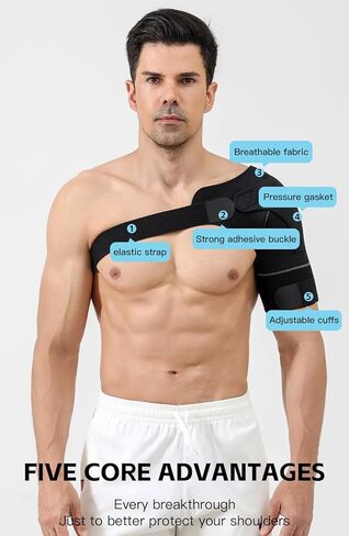 SUJAYU Shoulder Brace for Men Women, Adjustable Arm Sling Shoulder Immobilizer Arm Cuff Pads, Shoulder Support Brace Pain Relief Compression Sleeve for Arm in Kuwait