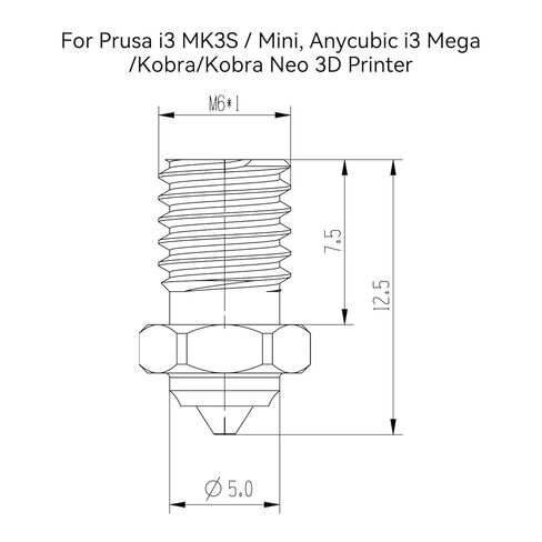 طرف كربيد التنغستن ثنائي المعدن V6 فوهة فولاذية صلبة 0.4 مللي متر لطابعة Prusa i3 MK3S/Mini, i3 Mega/Kobra/Kobra Neo ثلاثية الأبعاد in Kuwait