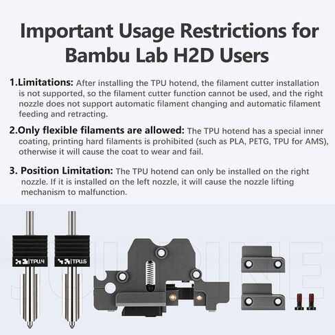 مجموعة أصلية لـ Bambu lab H2D TPU عالية التدفق، 0.4 + 0.6 مم عالية السرعة وطباعة مستقرة خيوط TPU H2d فوهة تدفق عالية فوهة TPU مع غطاء TPU Hotend H2D Hotend Bambulab ملحقات الطابعة ثلاثية الأبعاد in Kuwait