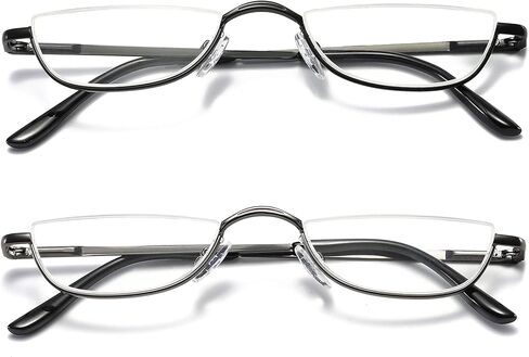 VEVESMUNDO Metal Reading Glasses Half Moon Semi Rimless Frame Readers for Men Women in Kuwait