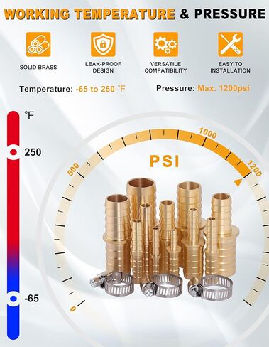 124 قطعة تشكيلة خرطوم الربط، 1/8 بوصة 3/16 بوصة 1/4 بوصة 5/16 بوصة 3/8 بوصة 1/2 بوصة 5/8 بوصة 3/4 بوصة اتحاد خرطوم بارب واتحاد خرطوم مخفض مع 60 قطعة مشابك خرطوم للهواء/الوقود/الماء/خرطوم الزيت in Kuwait