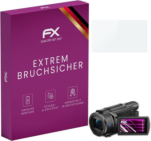 طبقة حماية زجاجية بلاستيكية من atFoliX متوافقة مع واقي زجاجي Sony FDR-AX53، وواقي شاشة زجاجي 9H Hybrid-Glass FX من البلاستيك in Saudi Arabia