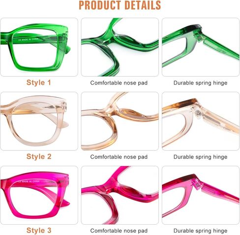 Oversized Reading Glasses for Women Men Fashion Computer Readers Spring Hinge Eyeglasses in Saudi Arabia