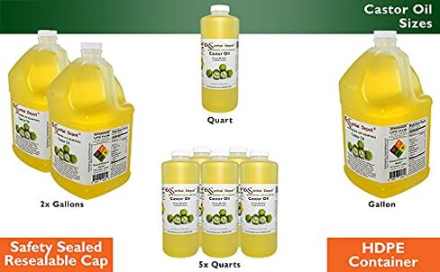 زيت الخروع - 1 كوارت - 32 أونصة - درجة الغذاء - حاوية HDPE محكمة الغلق مع غطاء قابل للإغلاق - نقي وطبيعي 100% للشعر والبشرة والتدليك والطهي in Kuwait