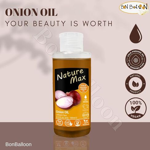 Nature Max Onion Oil Natural Undiluted Pure Oils Cold Pressed Premium For Cooking & Hair & Skin No Additives Non Gmo Kosher Halal (1 Pack = 3.38 oz / 100 ml) زيت البصل حلال in Kuwait
