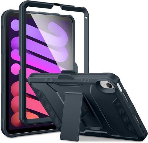 DTTO SCHRACHPROOK CASE لـ iPad Mini 7 (A17 PRO) 2024 / iPad mini 6 2021 8.3 بوصة ، طبقة مزدوجة طبقة كاملة من الغطاء القوي القوي ، واقي شاشة مدمج وحامل قلم رصاص ، New Navy in Kuwait