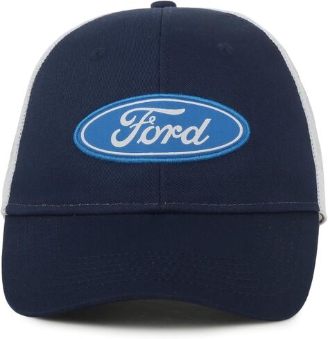قبعة Ford Trucker للرجال - قبعة بيسبول ذات الشعار الرسمي، مشبك خلفي شبكي، قابل للتعديل، أزرق داكن/أبيض in Kuwait