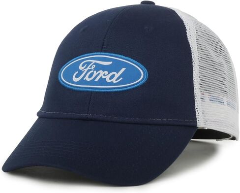 قبعة Ford Trucker للرجال - قبعة بيسبول ذات الشعار الرسمي، مشبك خلفي شبكي، قابل للتعديل، أزرق داكن/أبيض in Kuwait