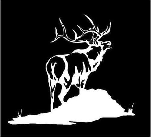 ملصق من الفينيل الأبيض - ملصق مرح لقرون صيد Elk Bugle Mountain Hunt، ملصق ممتص للصدمات مقطوع بالقالب للنوافذ والسيارات والشاحنات وأجهزة الكمبيوتر المحمولة، إلخ. in Kuwait