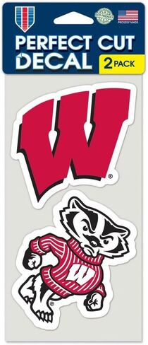 Wincraft NCAA University of Wisconsin Perfect Cut Decal (Set of 2), 4" x 4" in Kuwait