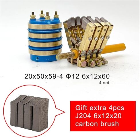 1 Set of 2/4 Way Current Collector Slip Ring Assembly 20mm 25mm Shaft Diameter Rotary Electrical Connector with Carbon Brush Holder (Color : 20x50x59-4 Set) in Kuwait