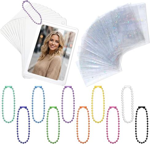 10 Photocard Holder Keychain Toploaders DIY Photocard Toploader Decoration Kit 10 Cute Little Pendant 100 Holographic Foil Protective Covers Trading Cards Sleeve in Kuwait