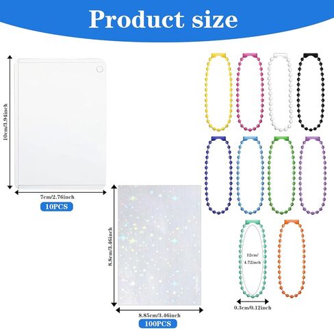 10 Photocard Holder Keychain Toploaders DIY Photocard Toploader Decoration Kit 10 Cute Little Pendant 100 Holographic Foil Protective Covers Trading Cards Sleeve in Kuwait