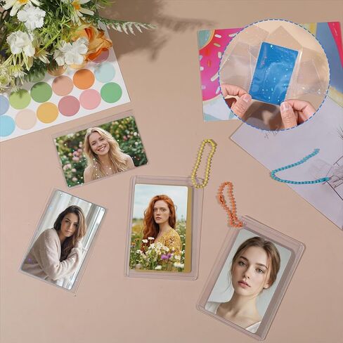 10 Photocard Holder Keychain Toploaders DIY Photocard Toploader Decoration Kit 10 Cute Little Pendant 100 Holographic Foil Protective Covers Trading Cards Sleeve in Kuwait