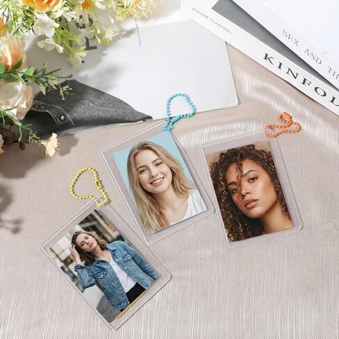 10 Photocard Holder Keychain Toploaders DIY Photocard Toploader Decoration Kit 10 Cute Little Pendant 100 Holographic Foil Protective Covers Trading Cards Sleeve in Kuwait