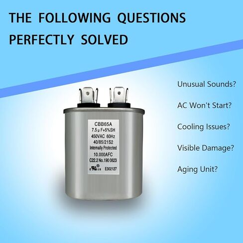 7.5uF/MFD 370/440VAC CBB65 Oval Run Start Capacitors for AC Motor Operation, AC Motor Operation, Fan Start, Cooling or Heat Pump Air Conditioning Capacitors. in Kuwait