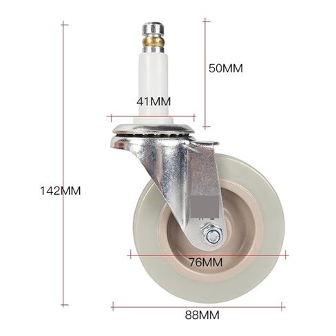 Lightweight 3-inch PVC Gray Swivel Casters with Copper Ring M11X50 Stem 4Pcs in Kuwait