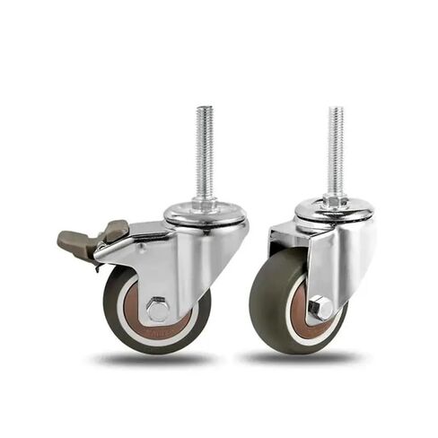 عجلة عالمية ثقيلة 4 بوصة M12*45/60 مم/عجلة مطاطية صامتة مع فرامل 4 قطع (M12X60mm-B-TPR) in Kuwait