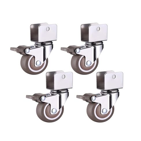 1.5inch Crib Casters Cabinet Clamp with Brake Wheels Soft Rubber Swivel Caster 4Pcs(N0.3,22mm) in Kuwait