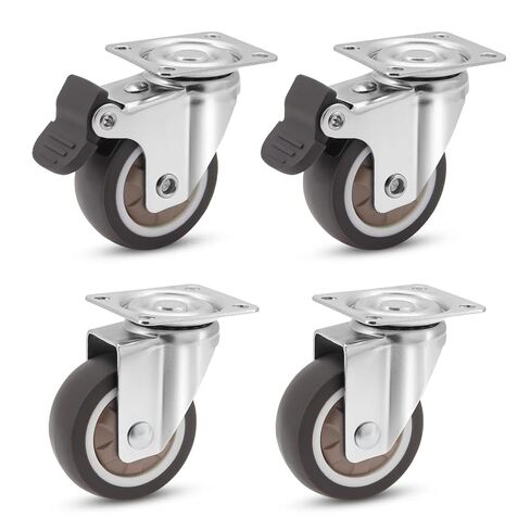 2inch Swivel Casters with Brake Heavy Duty Furniture Wheel Castor Silent 2Pcs in Kuwait