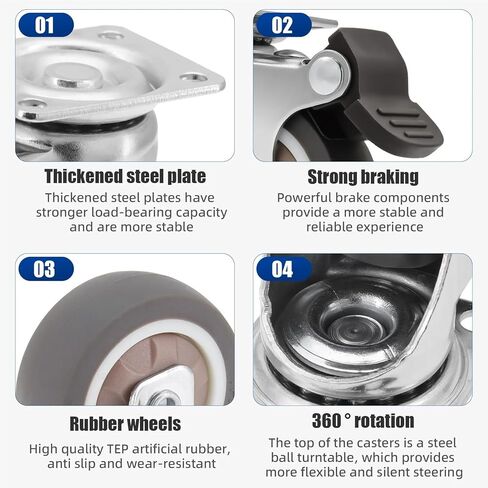 2inch Swivel Casters with Brake Heavy Duty Furniture Wheel Castor Silent 2Pcs in Kuwait