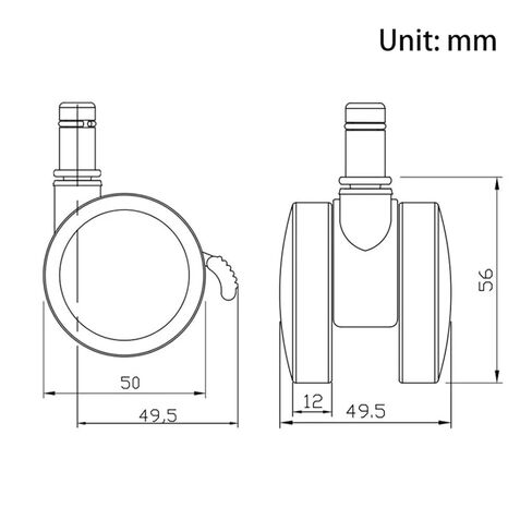 Chair Swivel Casters 2inch Furniture Wheels Grip Ring Stem with Brake 5Pcs in Kuwait