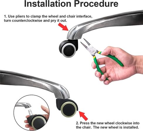 Chair Swivel Casters 2inch Furniture Wheels Grip Ring Stem with Brake 5Pcs in Kuwait