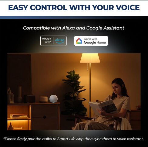 مصابيح إضاءة ذكية من Lightinginside مكافئة 60 وات، لمبة ذكية 800LM 9W WiFi متوافقة مع Alexa/Google Assistant، لمبة إضاءة ذكية A19 E26 لا تتطلب محورًا، 2.4 جيجا هرتز WiFi فقط، قطعتان in Kuwait