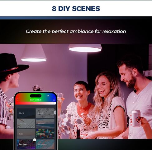 مصابيح إضاءة ذكية من Lightinginside مكافئة 60 وات، لمبة ذكية 800LM 9W WiFi متوافقة مع Alexa/Google Assistant، لمبة إضاءة ذكية A19 E26 لا تتطلب محورًا، 2.4 جيجا هرتز WiFi فقط، قطعتان in Kuwait