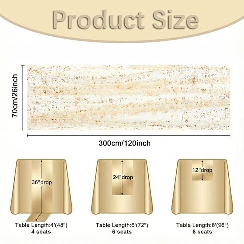 2 Pack Gold Table Runners 10FT 120inch Glitter Metallic Foil Sheer Table Cloth Mesh Gauze Table Decor for Wedding Easter Baby Shower Birthday Party (Gold) in Saudi Arabia