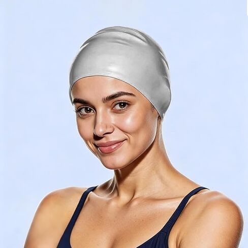 Silicone Swim Cap, High Elasticity Plus Size Solid Color, Non-Slip Waterproof Unisex for Long Short Hair in Kuwait