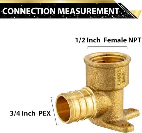 Pack of 10 Foskan Brass PEX Fittings, 3/4" PEX to 1/2" NPT Female Drop Ear Elbow, Barb Crimp Fittings for Tubing Projects in Kuwait