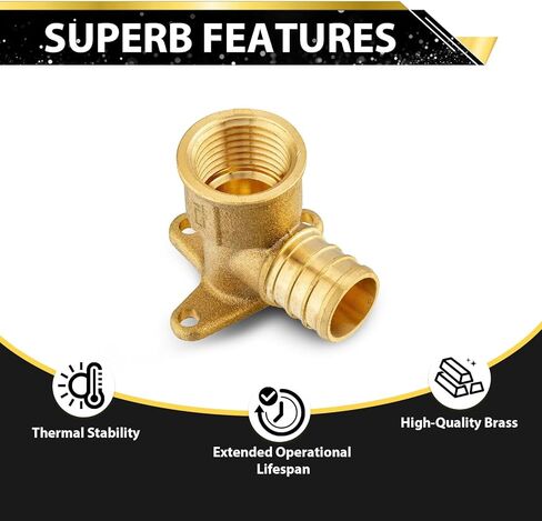 Pack of 10 Foskan Brass PEX Fittings, 3/4" PEX to 1/2" NPT Female Drop Ear Elbow, Barb Crimp Fittings for Tubing Projects in Kuwait