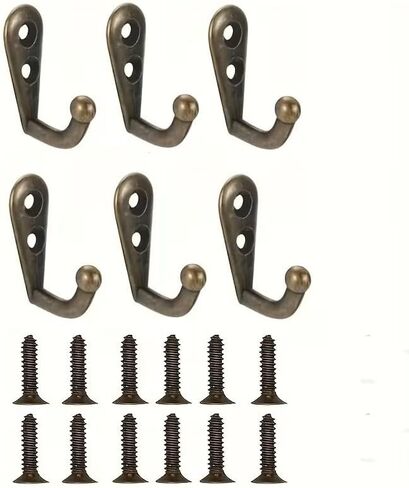 Wall Mounted Metal Hooks - 6 Pack Easy Install Coat Hangers, Wall-Mount Coat Hooks with Screws for Kitchen, Bathroom Accessories - Heavy Duty Door Hanging Rack, Black in Saudi Arabia