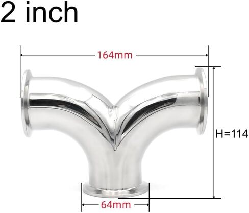 1.5 "2" ثلاثي المشبك تي Y نوع SS304/316L تركيب أنابيب الفولاذ المقاوم للصدأ مزدوج الكوع أنبوب OD 38 51 مللي متر البيرة (2 بوصة ، SS316L) تركيبات سباكة in Kuwait