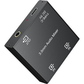 خلاط صوت LiNKFOR 3.5 مم، خلاط صوت ستيريو نشط بقناتين مع موصلات مطلية بالذهب، مدخل مزدوج إلى مخرج واحد، يعمل بمنفذ USB-C، التوصيل والتشغيل للكمبيوتر الشخصي، والهاتف، والكمبيوتر اللوحي، وMP3، وEcho Dot in Kuwait