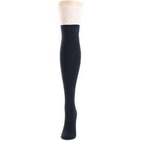 MeMoi Chevron Stripe Chunky Knit Over-The-Knee Warm Socks Ivory One Size in Saudi Arabia