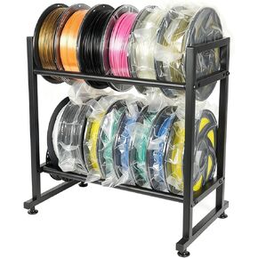 MengQi 3D Printer Filament Spool Holder Desktop Storage Rack, 2 Tiers Metal Filament Spool Holder Racks Organizer for PLA/ABS/TPU, Fits 12 Rolls for 3D Printing Workstation, Office,Workshop in Saudi Arabia