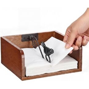 Hoteam Napkin Holders for Paper Napkins Weighted Farmhouse Windproof Napkin Holder for Table Wood Cocktail Paper Dispenser Stand Iron Bird Arm for Home Kitchen Dining Room Countertop Bar Restaurant in Saudi Arabia