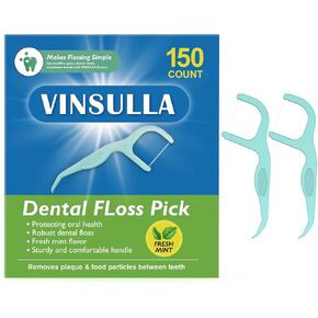 مجموعة خيط تنظيف الأسنان من VINSULLA، عدد 150 - خيط تنظيف بالنعناع قوي للغاية، مقاوم للتمزيق، خالٍ من PTFE وPFAS، مقبض سهل الإمساك للعناية بالفم منتعش in Kuwait