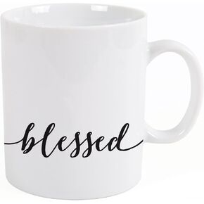 Blessed Script Design White 15 Ounce Ceramic Coffee Mug in Kuwait