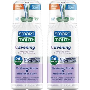 SmartMouth Advanced Liposomal Evening Mouthwash - No Morning Breath - Melatonin & Zinc - Dual-Solution Zinc-Activated Nighttime Mouthwash - Lavender & Chamomile - Alcohol Free - 16 fl oz, 2-Pack in Kuwait