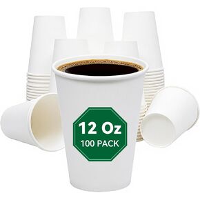 Coffee Cups, 100 Count 12 Oz Paper Cups, Disposable Cups for Hot and Cold, Disposable Coffee Cups for Office Home Party in Kuwait