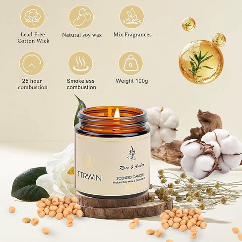 TTRWIN Scented Candles Gift Set, 4 Pick Natural Soy Candles: British pear & Freesia, Rose & Amber, Lavender & Rosemary, Citrus & Basil, Birthday Gifts for Women, Gifts for Mother's Day in Kuwait